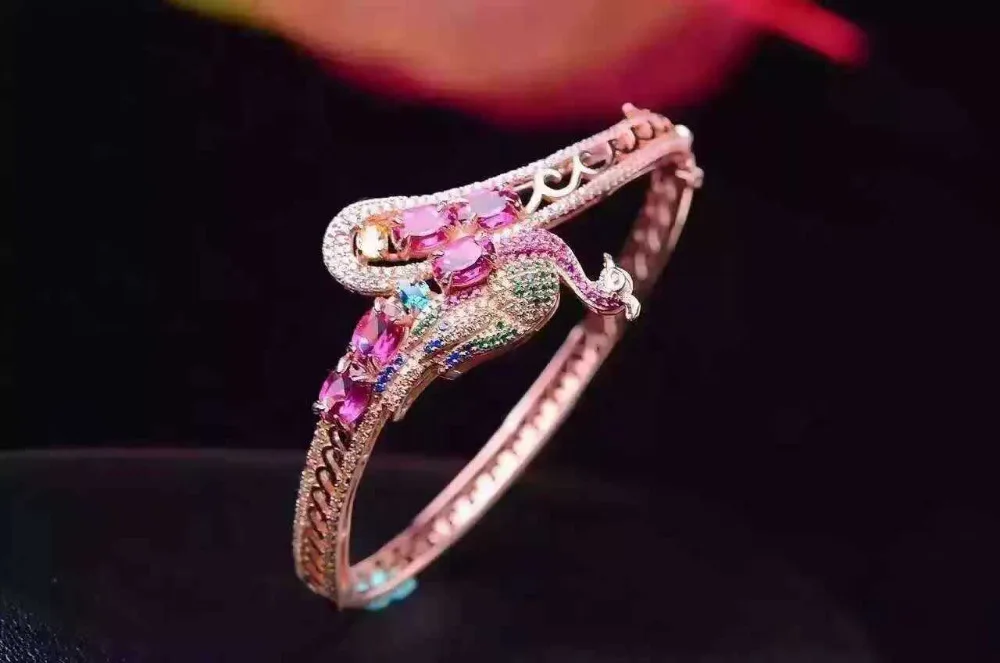 Bracelets en topaze rose naturelle Bracelet en pierres précieuses naturelles 925 en argent sterling