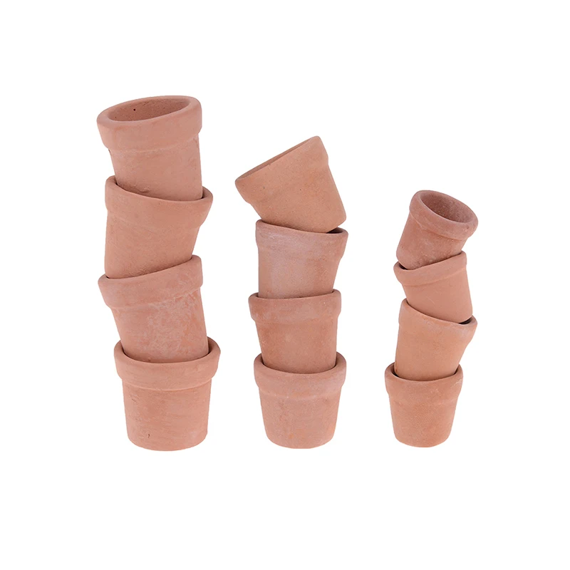 7/12pcs Mini Red clay Flowerpot Simulation Garden Flower Pot Model Toy For 1/12 Dollhouse Miniature Doll Houses Accessories ceramic carving polymer clay sculpture craft drill micro hobby craft jewelry wood plastic model hand hole drill suit