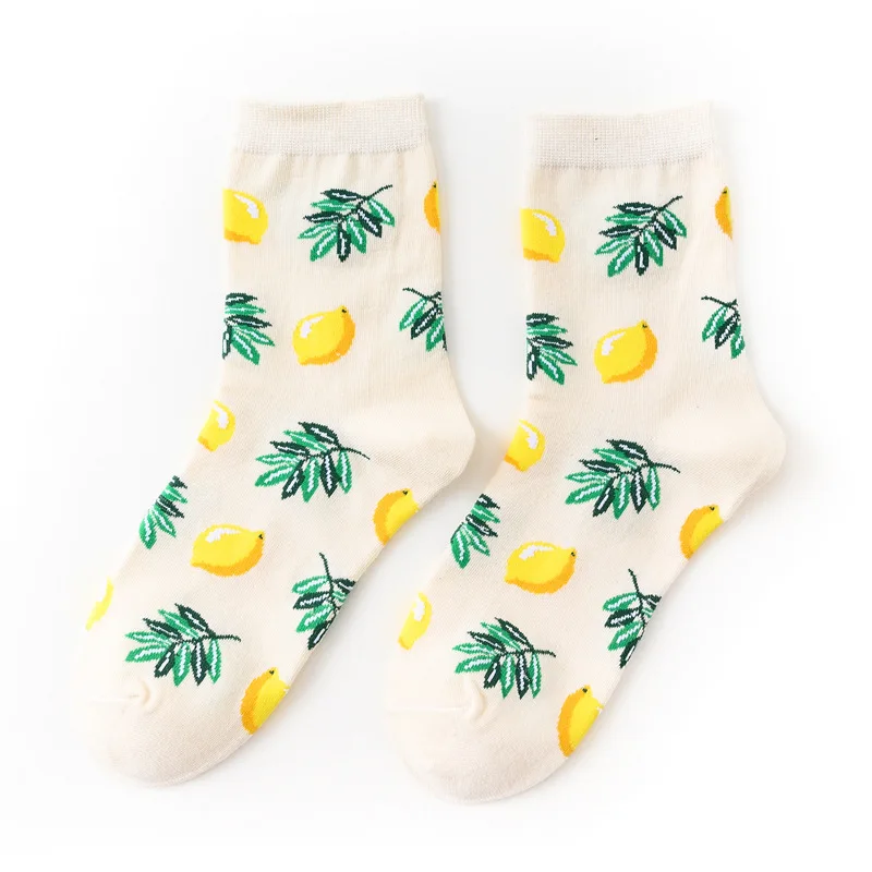 3D осенне-зимние повседневные хлопковые модные носки Модные Цветные банан и лимон ананас черешня забавные фрукты счастливые длинные носки - Цвет: B