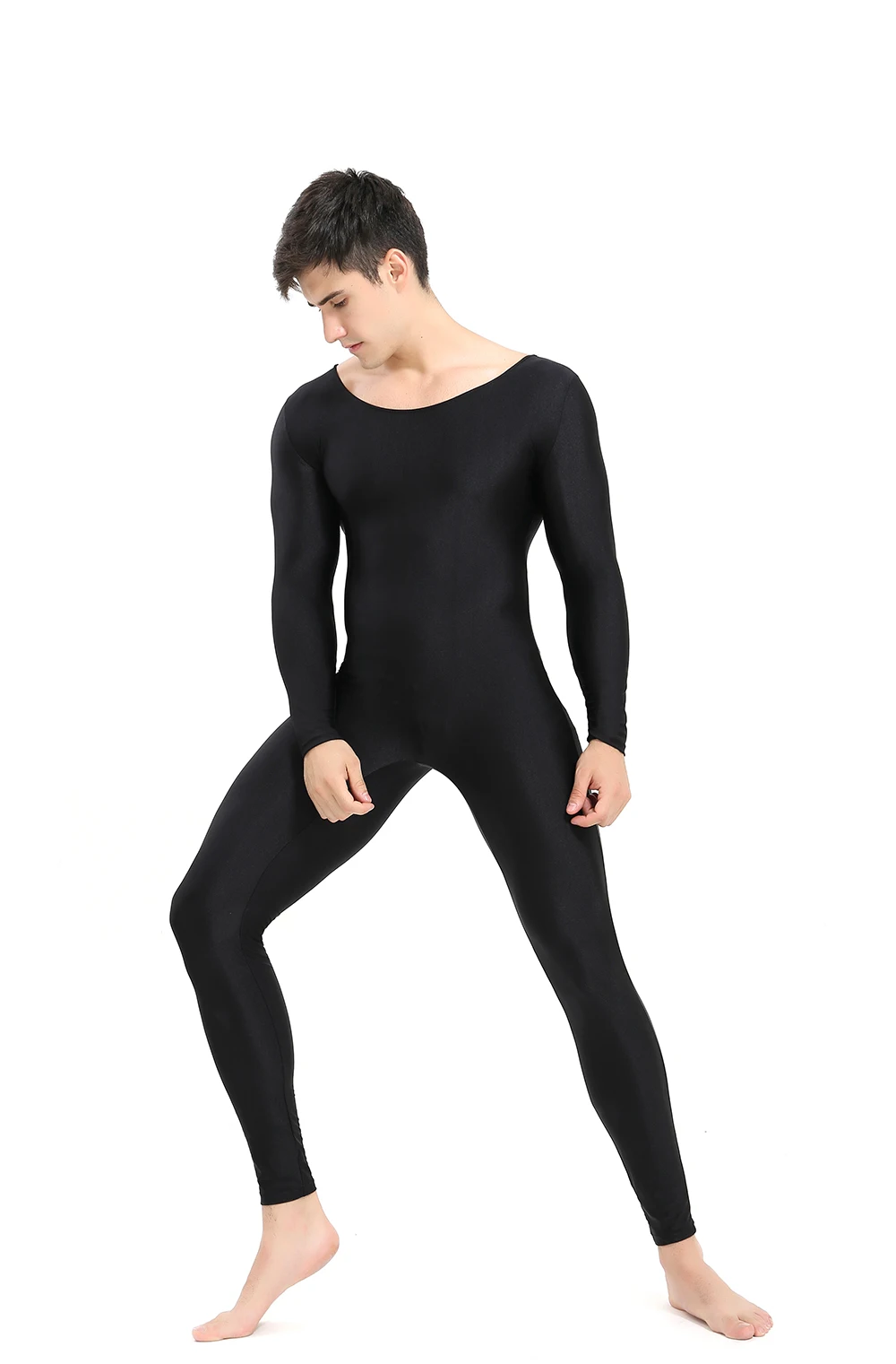 SPEERISE мужской черный комбинезон с длинным рукавом для Взрослых Цельный спандекс комбинезон из лайкры полный комбинезон Одежда для танцев