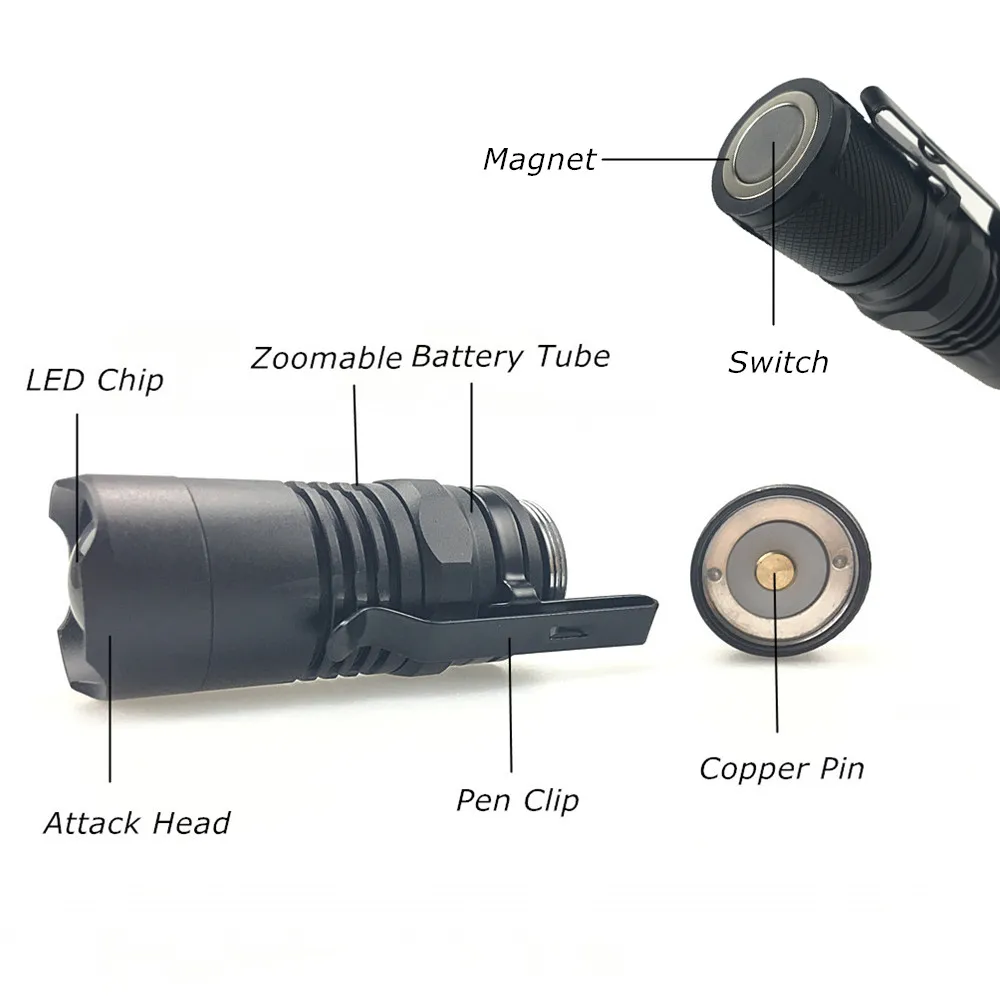 ZPAA портативный супер мини фонарик xml L2 T6 светодиодный фонарь 4 режима масштабируемый водонепроницаемый 16340 светодиодный фонарь с магнитом