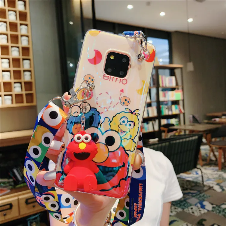 3 шт. чехол для huawei p30 P20 Улица Сезам, мягкий чехол для телефона с изображением милого печенья Элмо для huawei mate20 30 pro nova4+ подставка для игрушек+ ремешок - Цвет: as picture