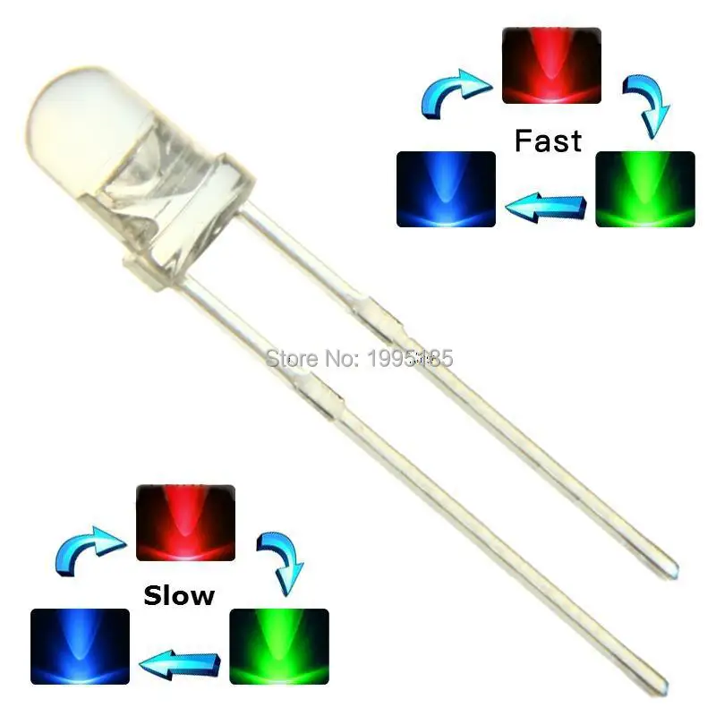 

100PCS Bright full color led 5mm red-green-blue three-color rgb color lights