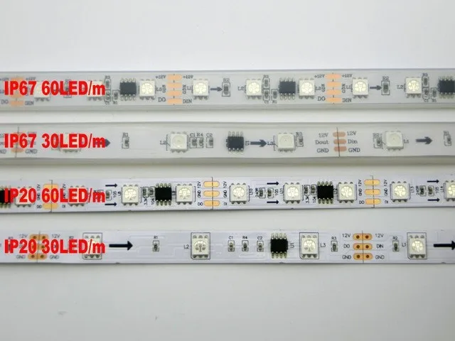 5 м 30led/M 60led/M DC12V ws2811ic 5050 RGB SMD индивидуально адресуемых Ws2811 привело пикселей газа, полный цвет гибкие светодиодные полосы