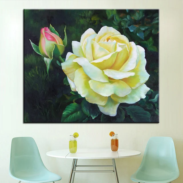 Dp Pale Yellow Flowers Wall Painting Print On Canvas For Dp Pale Yellow Flowers Wall Painting Print On Canvas For Home Decor Oil Arts