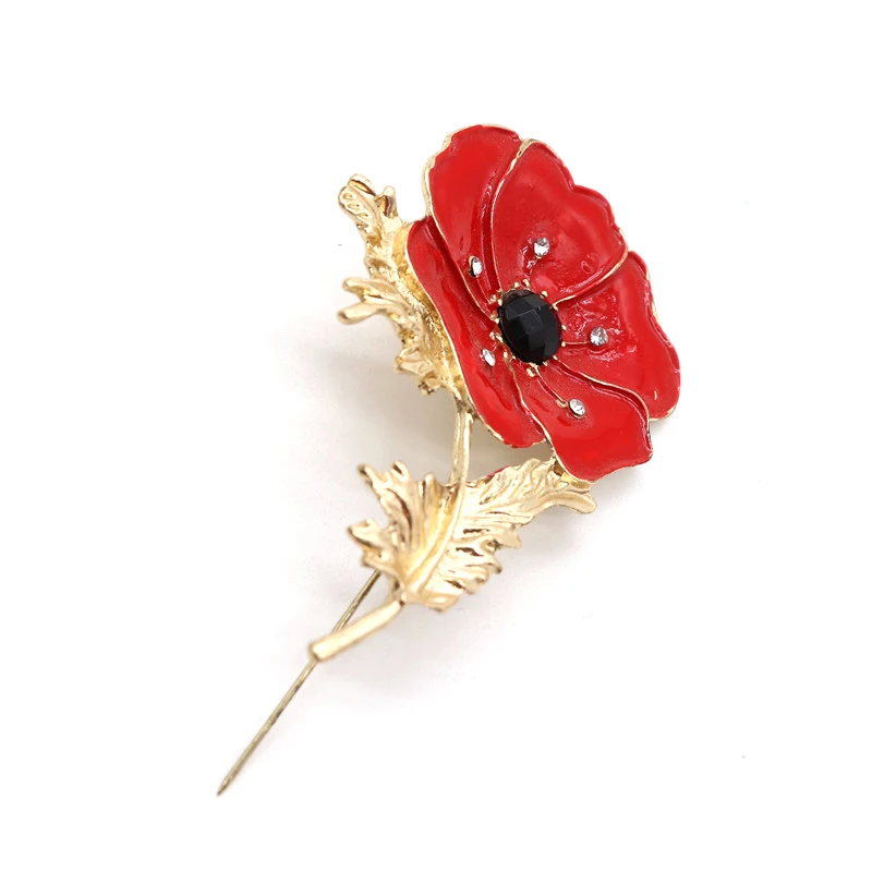 Luxurious Vintage Poppies Flower Crystal Enamel Jewelry Brooch For ...
