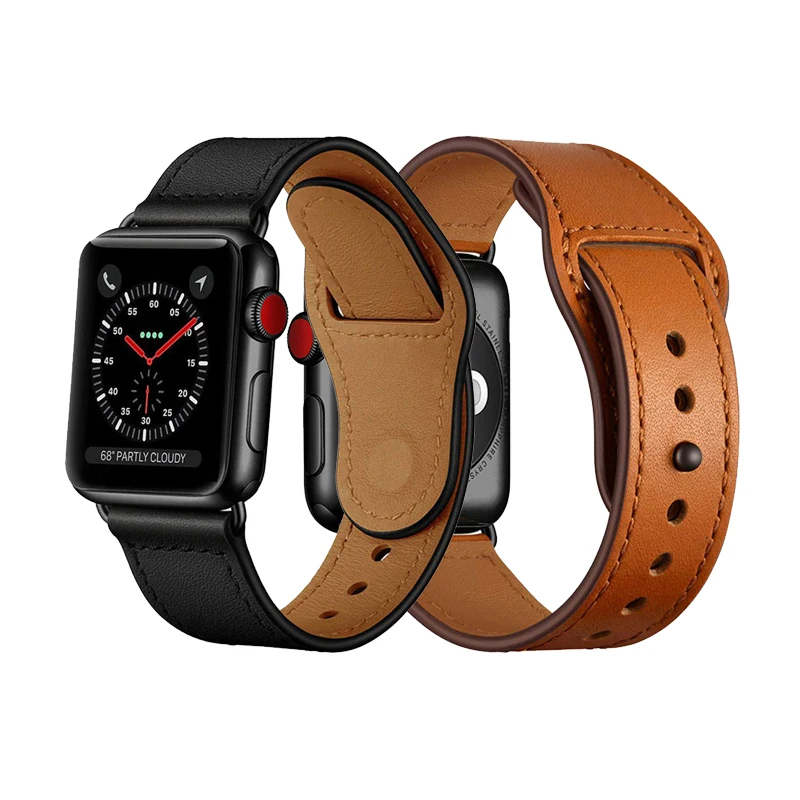 

Genuine leather loop strap for apple watch band 4 42mm 38mm correa watchband for iwatch 44mm 40mm 3/2/1 bracelet accessories