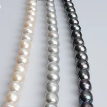 Натуральный пресноводный жемчуг белый серый черный 10-11 мм рис 15 дюймов DIY ожерелье браслет серьги