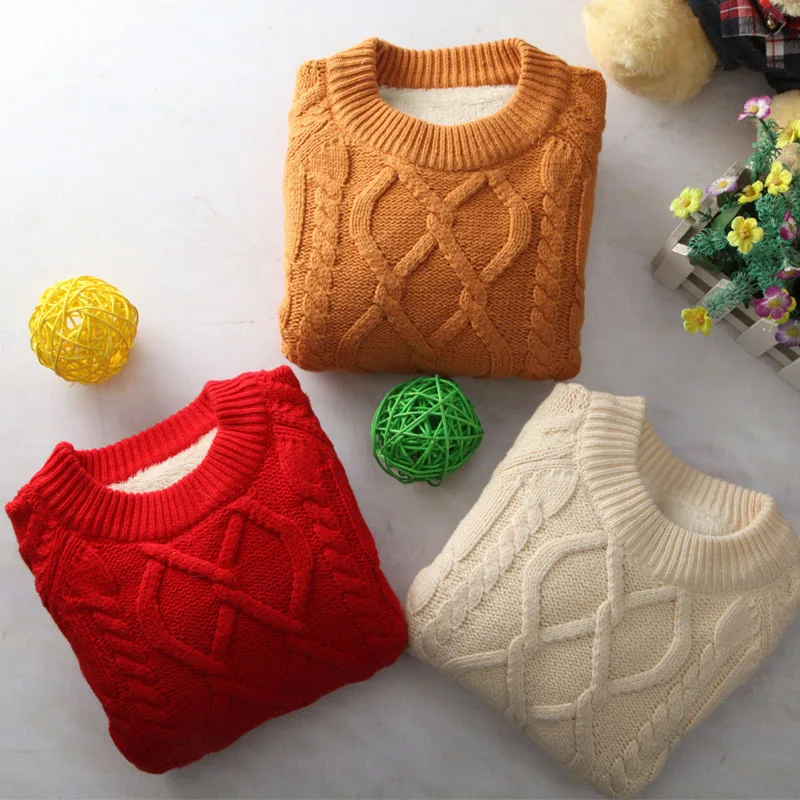 

Children's sweater autumn and winter new style children's wear plus velvet thickening boys and girls baby pullover sweater