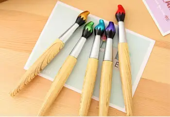 

wooden chinese brush ballpoint pen cute cartoon stationery prize gift kawaii office writing pen student ball roller pen 36pc/lot
