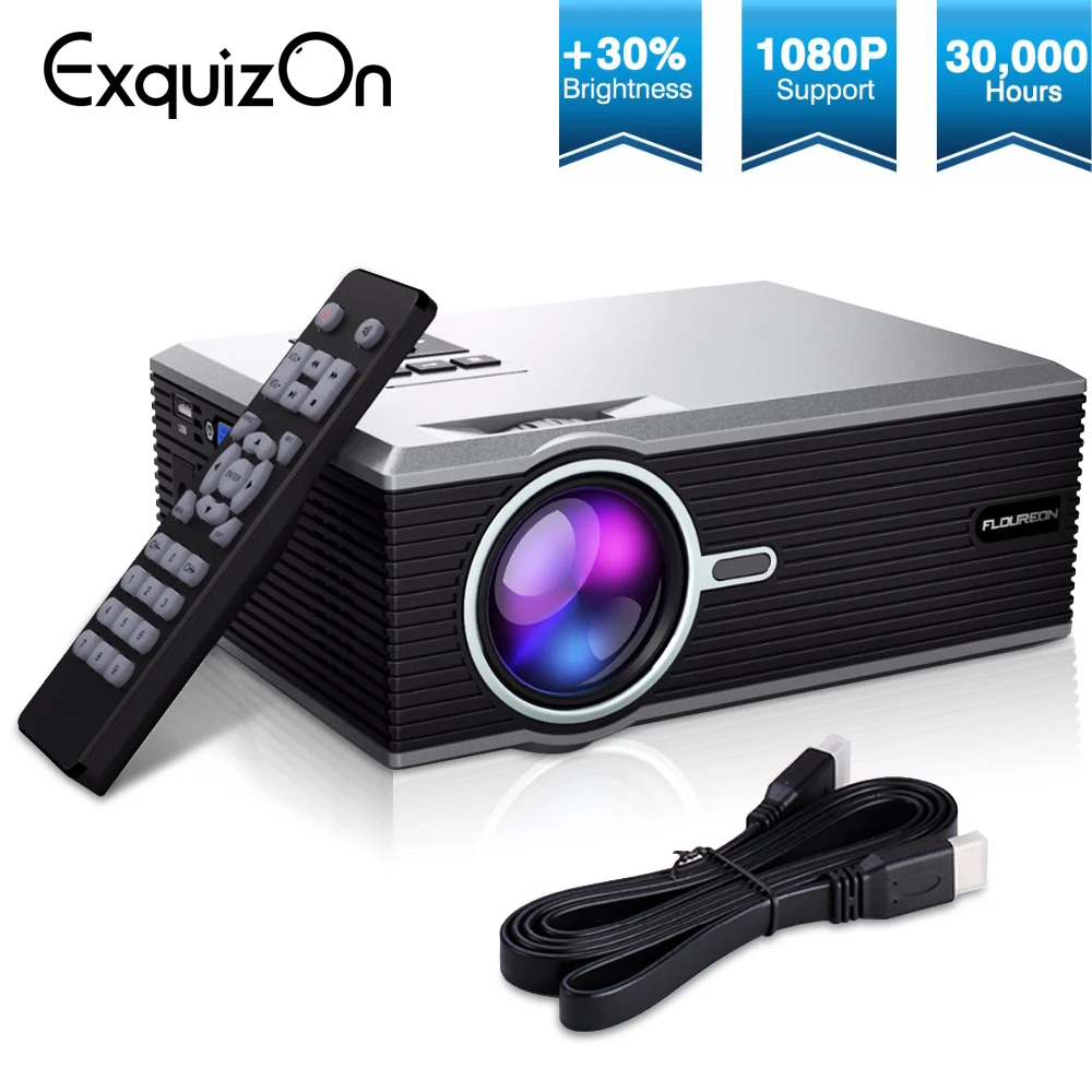 Exquizon Floureon BL88 Portable Projector LED Cinema Video Digital HD