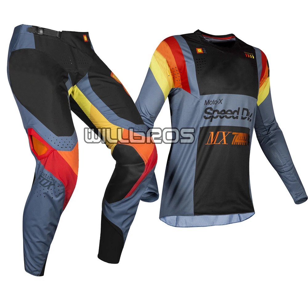 

Delicate Fox 2019 MX 360 Murc Blue Steel Jersey Pants Adult Motocross Motorcycle Off Road Motocross Gear Set