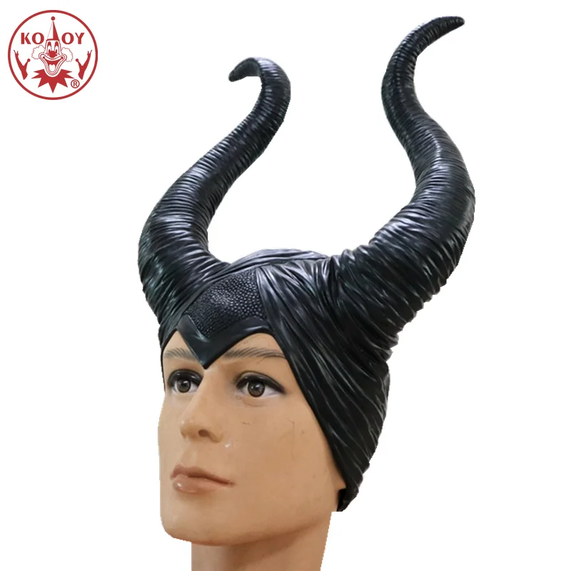 

New Maleficent cosplay latex mask Adult maleficent costume hat masks halloween party Horn Headwea hats helmet Unisex