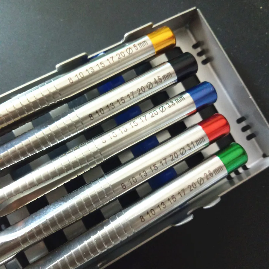  5 Pcs Set Dental Implant Osteotome Instruments Sinus Lift Curved and Straight with Cassette Case ( 