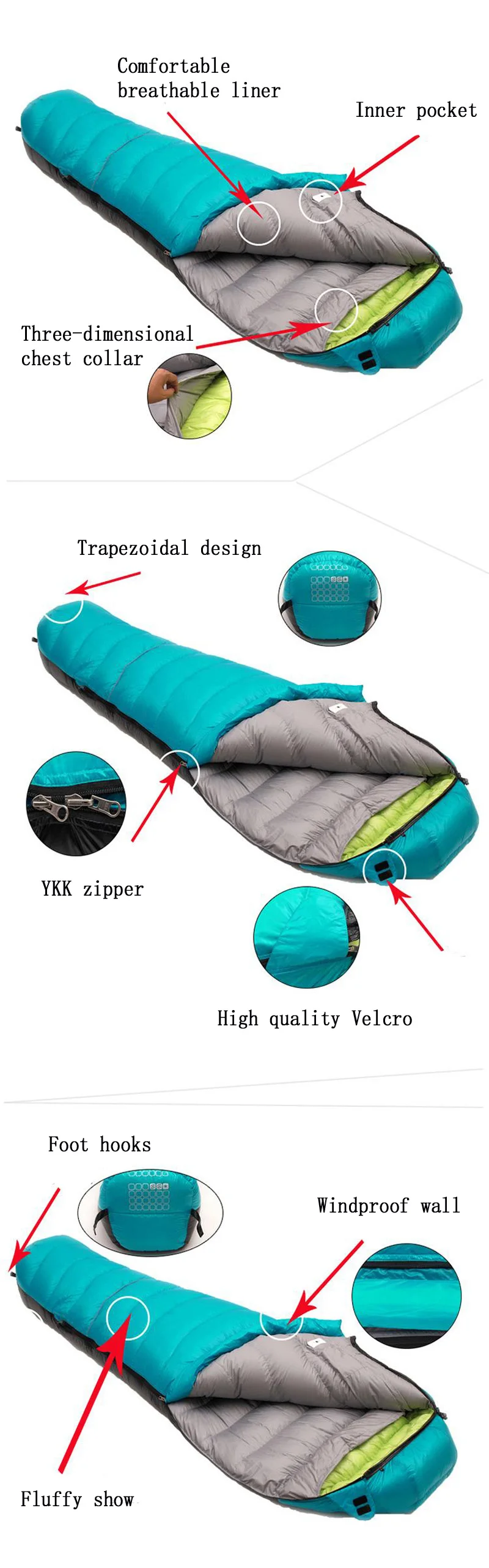 Branco para Baixo Ultraleve à Prova Bolsa de Dormir Bolsa de Couchage Estilo Múmia Ganso Enchimento Dlágua Pode Ser Emendado Slaapzak Lmr 1500g 9 ser emendado saco de dormir saco de couchage slaapzak