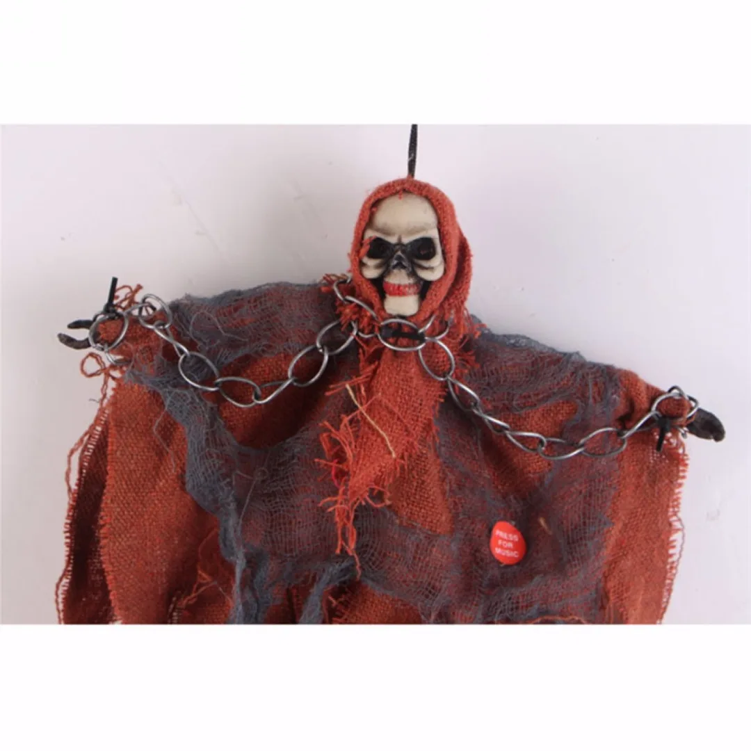 JX-LCLYL Halloween Party Bar Prop Decoration Voice Activated Hanging Skull Skeleton Ghost