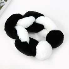 Корейский лоскутный шарф, милый воротник для девочек, шарфы с кроличьим мехом, воротник с воротником, теплый модный Отстроченный детский воротник 75*10 см