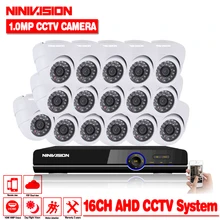 Система видеонаблюдения AHD DVR 16CH 720 P HD 1,0 мегапикселей Улучшенная инфракрасная камера системы безопасности с 24 светодиодами 2000TVL камера система безопасности