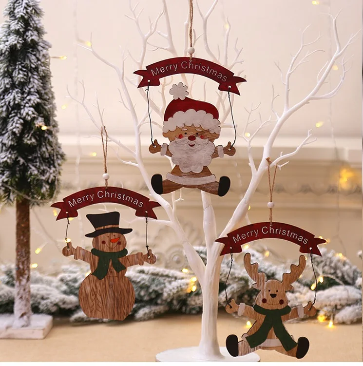 Adornos De Navidad Новогодняя Деревянная Рождественская елка украшения Рождественские олени украшения для дома Рождественская елка орнамент - Цвет: Флуоресцентный желтый
