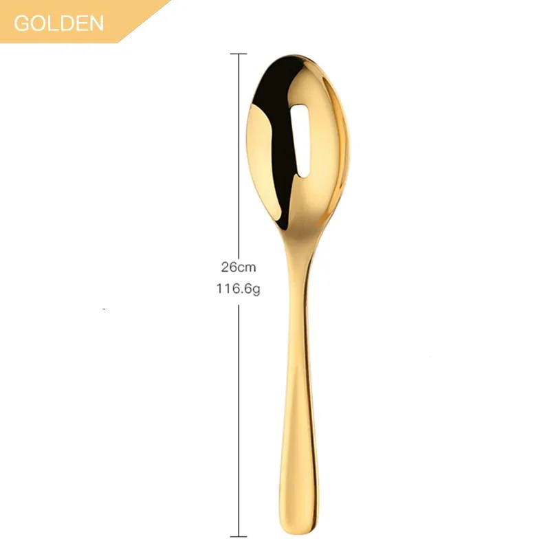 Gold-Colander Нержавеющая сталь салат сервер ложки вилка 10 дюймов Большая посуда сервировочный дуршлаг кухонные гаджеты Отель Ресторан инструменты - Цвет: Gold-Colander