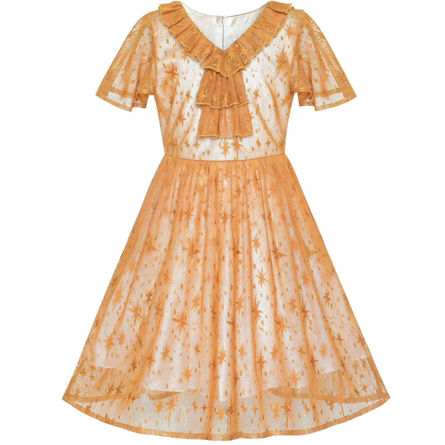 Sunny Fashion платья для девочек Цветок Девушка Платье карамель Звезда Кружево