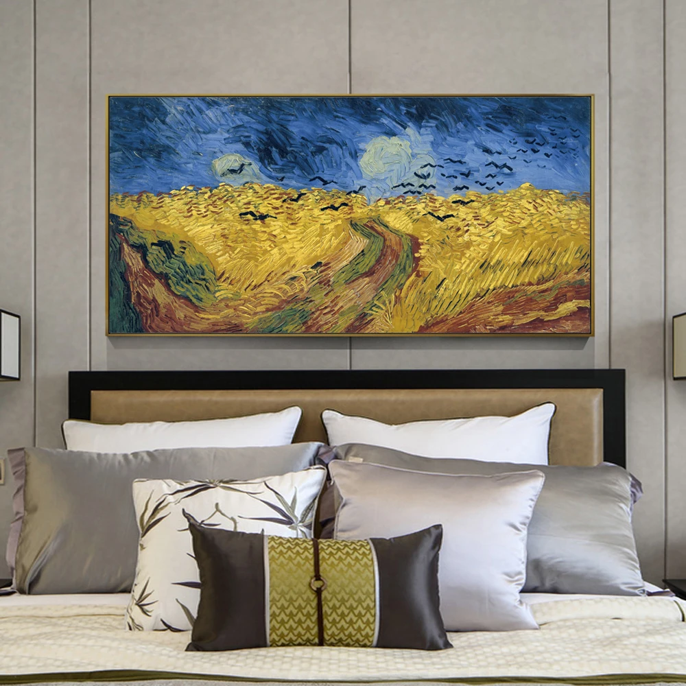 

MUTU Van Gogh Wheatfield With Crows World Famous Painting Reproductions On The Wall Art Canvas Prints Landscape Picture Decor