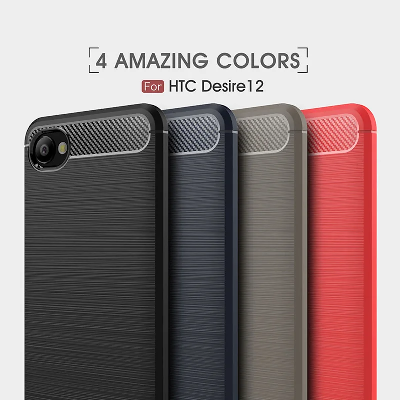 

1Pcs Luxury Mobile Phone Cases for HTC Desire12 Silicone Drop Protection Gel carbon fiber Soft Shell