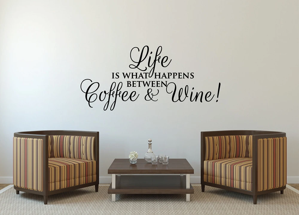 Coffee Wine Wall Sticker Funny Wall Decal Quote Saying Cafe