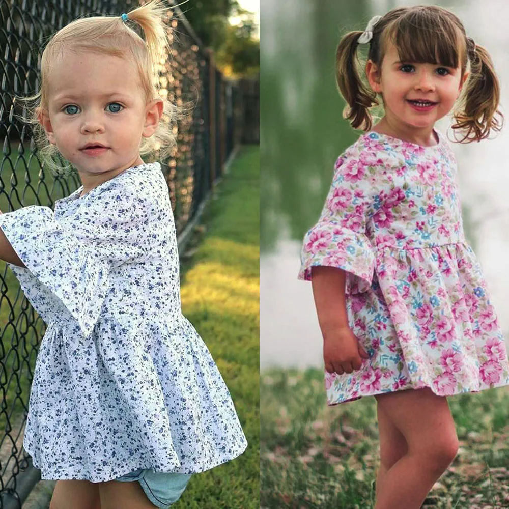 

Hot Selling Cute Toddler Baby Girl Print Ruffles Half Sleeve Dress Summer Dress Outfits Clothes vestidos Soft Comfortable Cotton