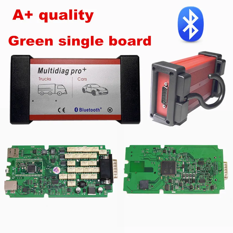 A single pcb BT A+ Качество Зеленый одна плата multidiag pro,00 с Keygen obd2 Bluetooth TCS PRO автоматический сканер диагностический инструмент для автомобиля грузовика - Цвет: A single pcb BT
