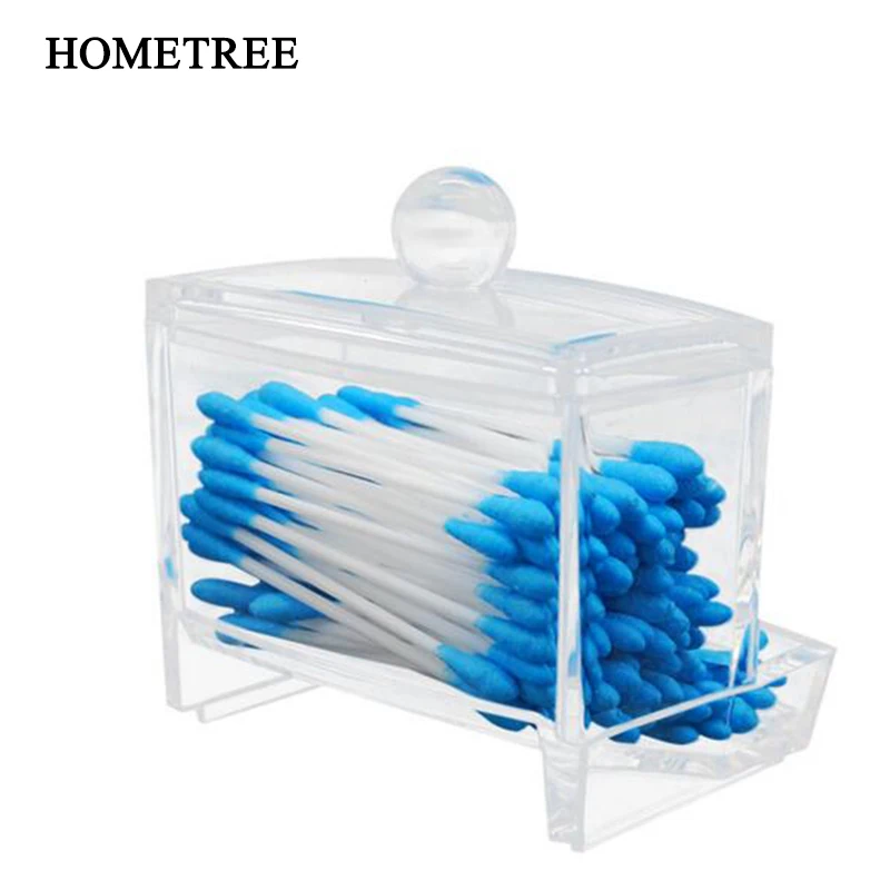

HOMETREE 1Pc Transparent Acrylic Cotton Swab Boxs Cosmetic storage Boxes Storage Boxes Desktop Debris Drug Jewelry Storage H647