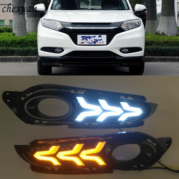 

CSCSNL 1Set LED DRL Daytime Running Lights Fog Lamp With Turn Yellow Signal For Honda HRV HR-V Vezel 2014 2015 2016 2017 2018