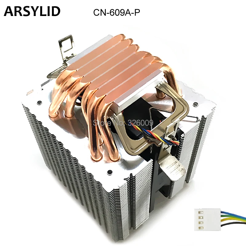 ARSYLID CN-609A-P, 3 шт., 9 см, 4-контактный вентилятор, 6 тепловых трубок, кулер для процессора Intel 4790k lga 1151, теплоотвод, охлаждение для AMD