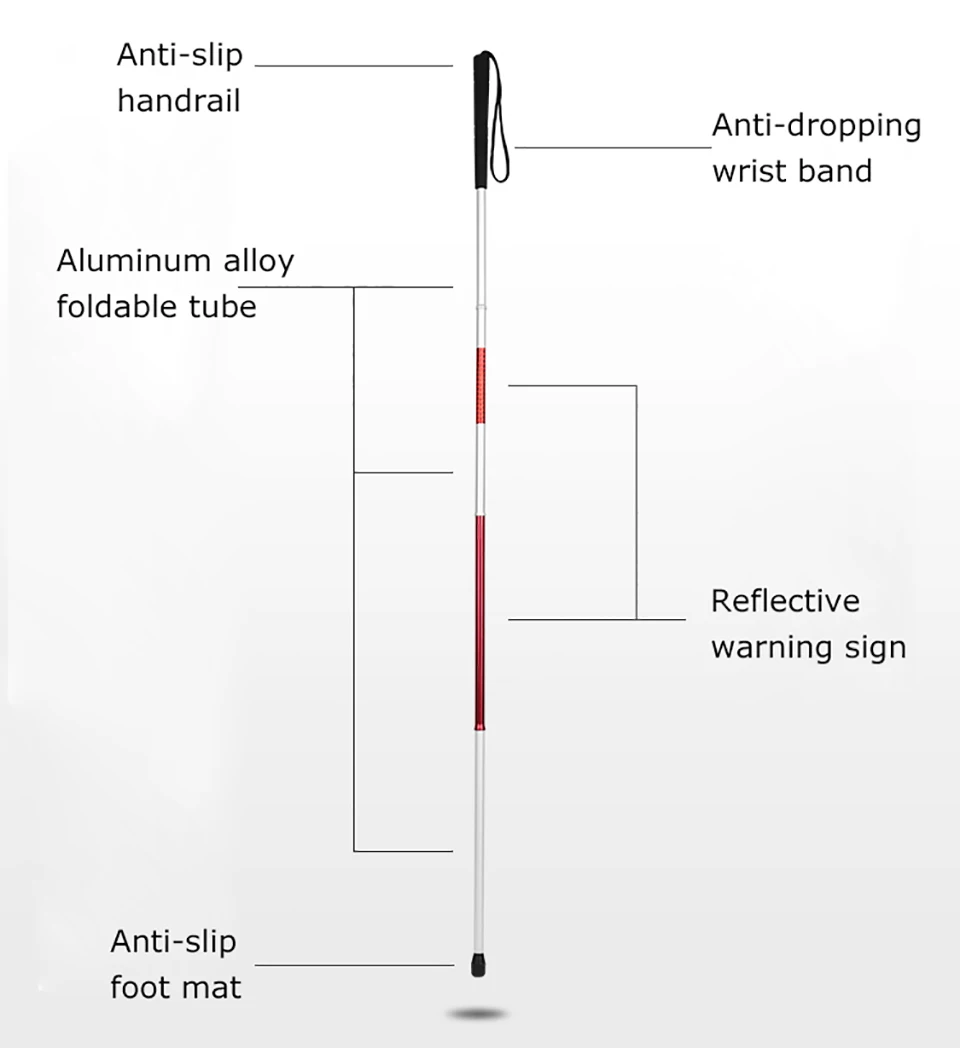 4 секции складной алюминиевый сплав направляющая слепой тростник трость для инвалидов