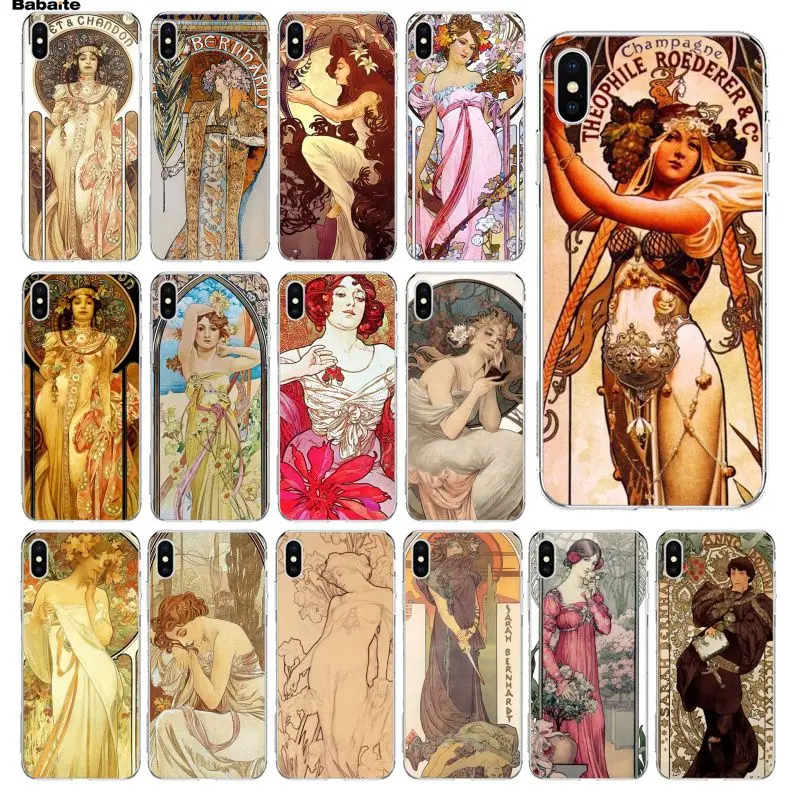 

Babaite art poster ALPHONSE MUCHA Newest Super Cute Phone Cases for iPhone 5 5Sx 6 7 7plus 8 8Plus X XS MAX XR case