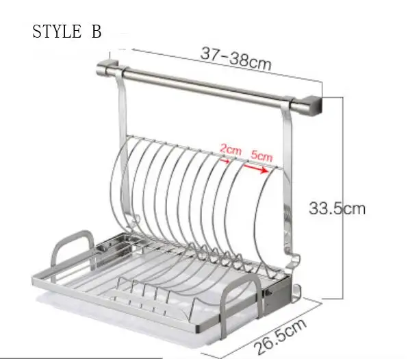 Kitchen stainless steel with folding drip tray design wall-mounted storage pendant tableware rack LU4191 - Цвет: style B