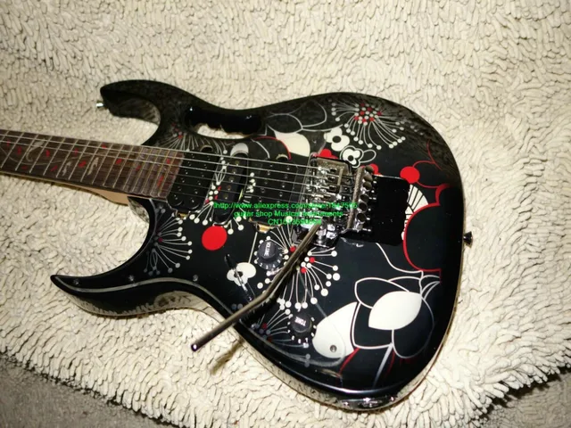 Cheap Left Handed Guitar flowers Electric Guitar High Quality With tremolo system Electric Guitars guitars from china