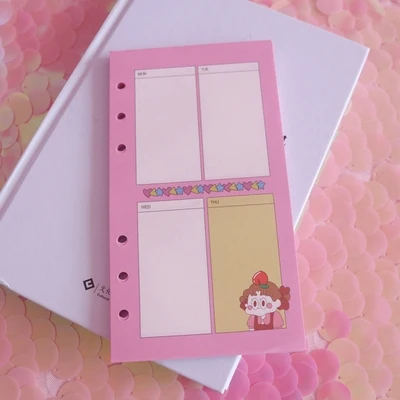 Корейский ins A6 Kawaii 6 отверстий планировщик наполнитель бумага s для Filofax офиса школы спираль тетрадь наполнитель бумага Биндер внутренние страницы - Цвет: E