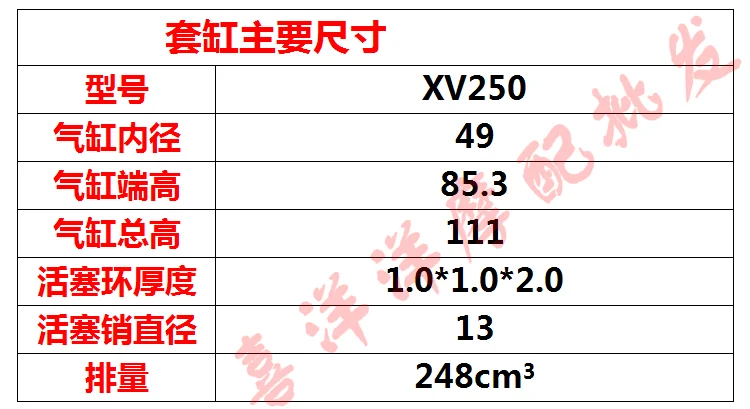 2V49FMM набор цилиндров мотоцикла для Yamaha Virago XV250 V Star 250 Route 66 Qianjiang QJ250 H L J Keeway