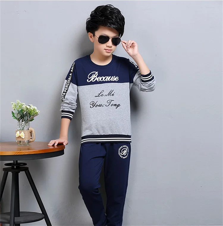 4-12 y children boys clothes kids boy set long sleeve sweatshirt letter sport sets for boys spring autumn clothing (5)
