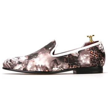 

Men's leopard mix and match the trend of low-cut white flowers men shoes mens dress shoes