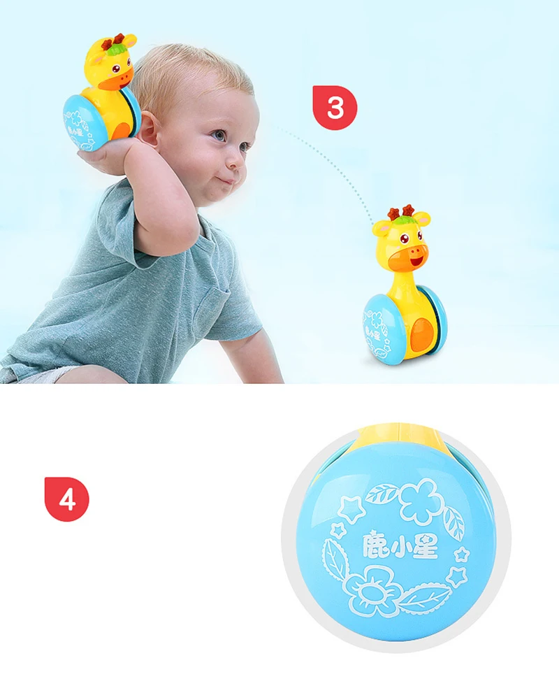 Baby Rattles Sliding Tumbler Doll Cute Pet Image Sweet Bell Music Roly-poly Puzzle Early Education Baby Toys Gift T0725 (4)