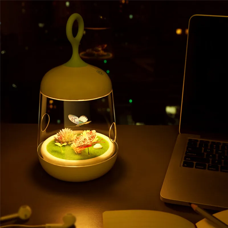 

7 COLOR Micro-landscape Plants Music Box LED Night Lights USB Rechargeable Lamps LED LIGHT lamparas lampada 40JA09