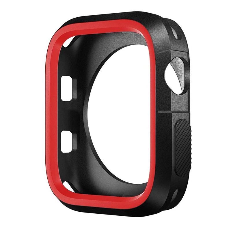 black red MDNEN 42 мм 38 мм анти-осенний чехол для Apple Watch чехол для Iwatch 1 2 3 4 Мягкий силиконовый чехол 40 мм 44 мм спортивный Чехол - Цвет: black red