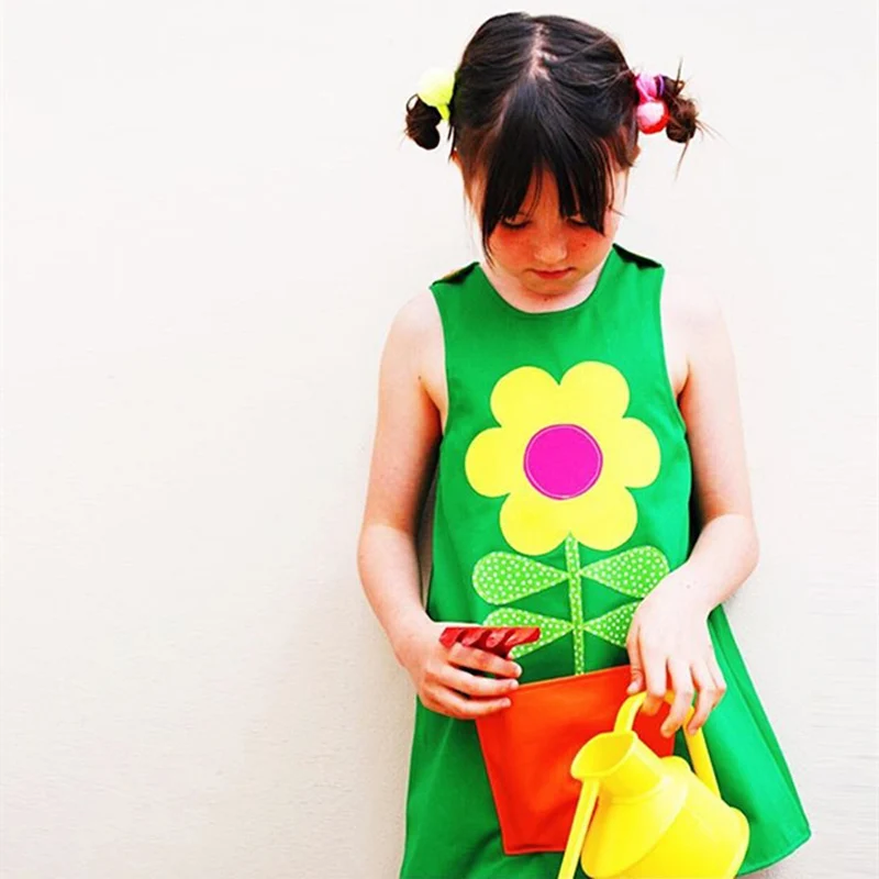 

Girls Summer Dress 2019 New Girl Flower Pot Vest Print Elbise Children Sukienki Robe Fille Princess Dress Kids Dresses For Girls