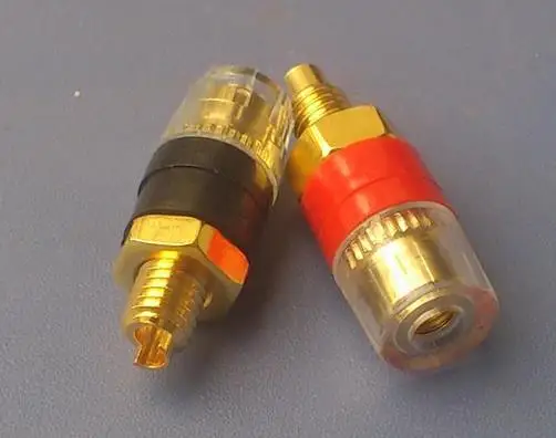 

Small crystal amplifier speaker terminals