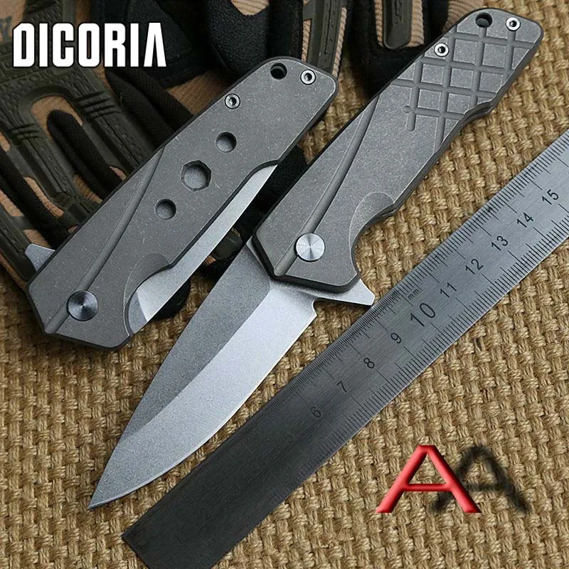 

DICORIA Rock Folding knife Titanium handle S35VN blade Flipper bearing Tactical camping survival Drills Saws Knives EDC tools