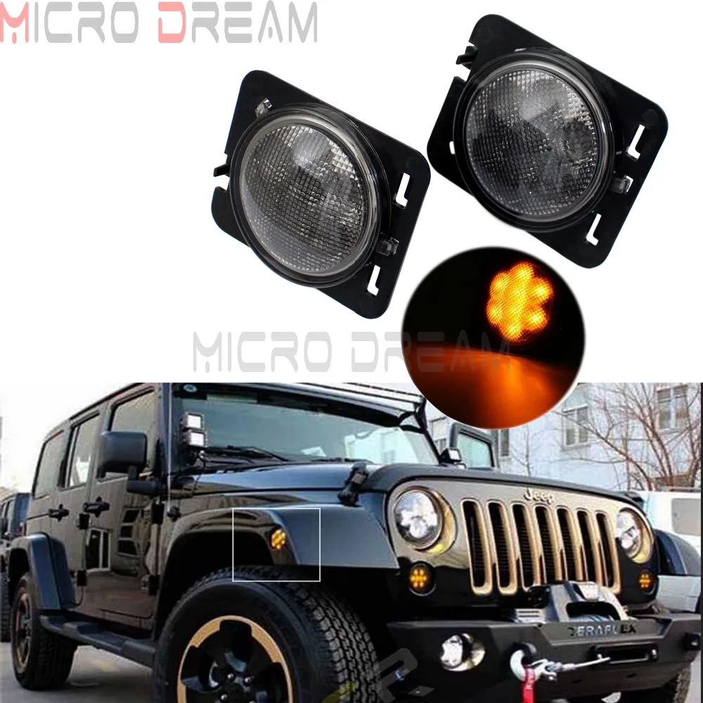 

1 Pair Front Fender LED Lights Eyebrow Amber Side Lighting For Jeep Wrangler 2/4 Door Unlimited / Rubicon / Sportman 2007-2017