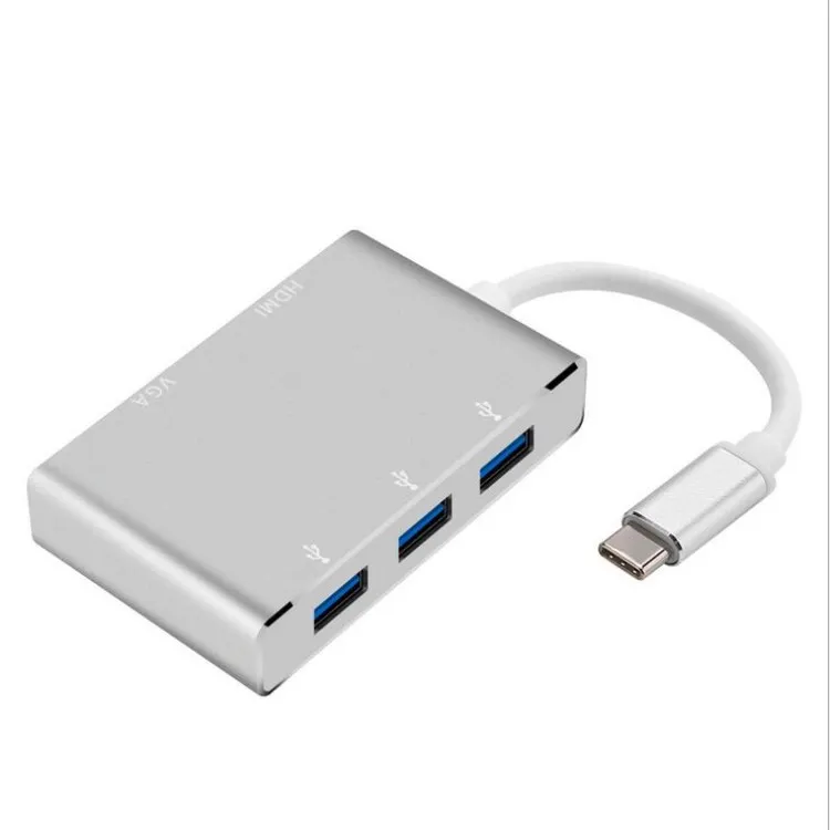 

USB 3.1 USB-C Type C to HDMI 4k Digital AV & VGA & 3 Ports USB3.0 HUB OTG Adapter converter for Laptop Macbook Pro