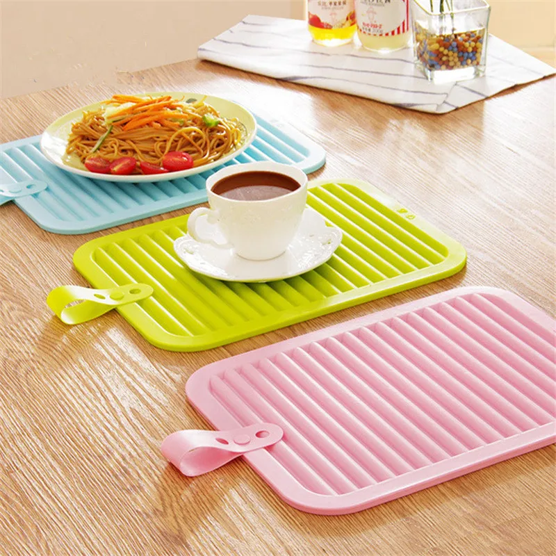 Non-slip Drain Tableware Mat Drying Mat Placemat Kitchen Accessories Table Mat 1PC Silicone Heat Resistant Pad